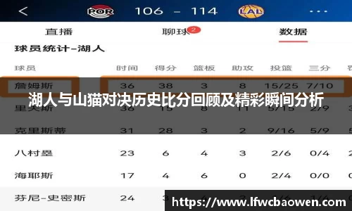 湖人与山猫对决历史比分回顾及精彩瞬间分析